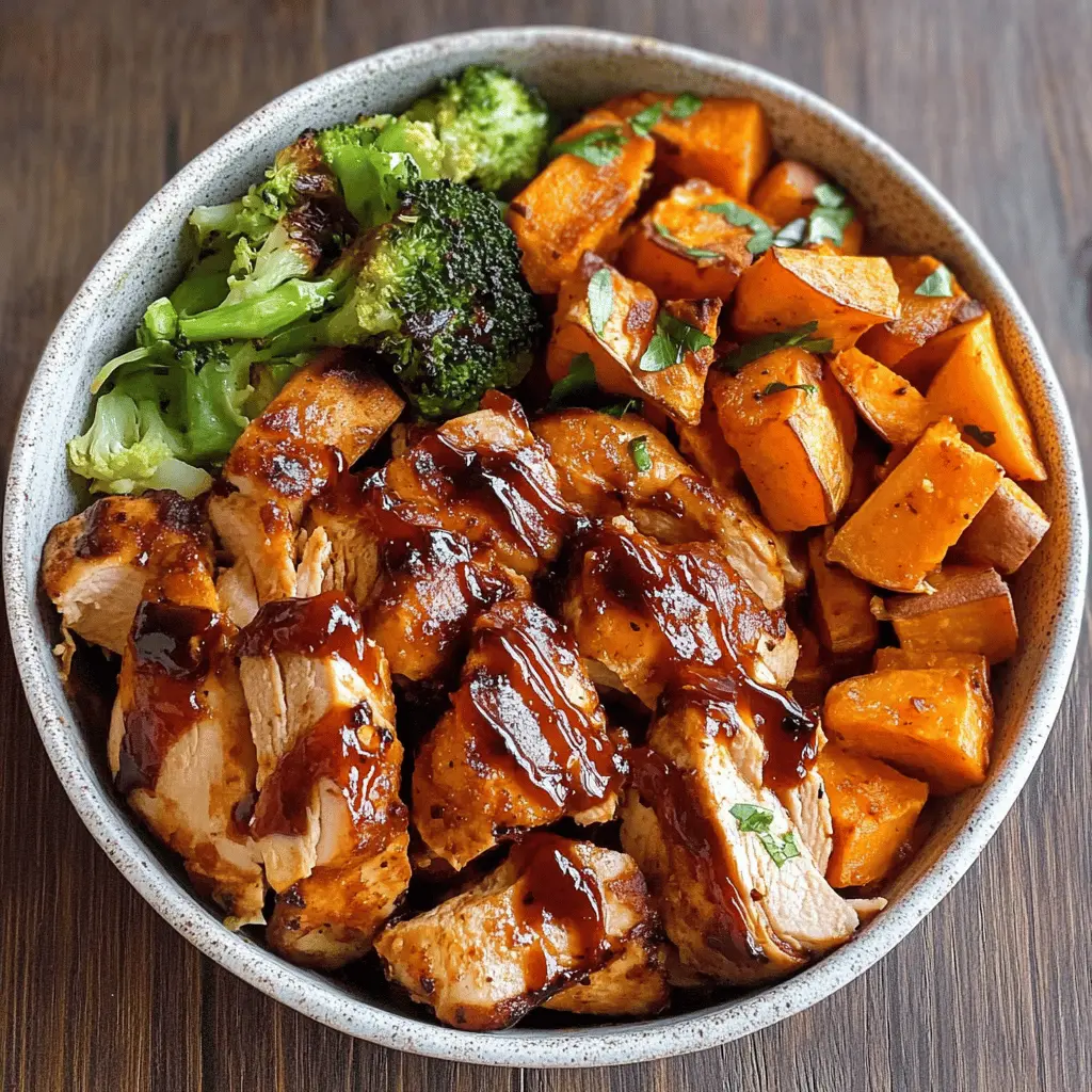 Get ready for a deliciously satisfying meal with these BBQ Chicken and Roasted Sweet Potato Bowls! Juicy grilled chicken paired with sweet, caramelized sweet potatoes creates a perfect balance of savory and sweet. Ideal for a quick weeknight dinner or meal prep, this bowl is packed with flavor and nutrition. Save this recipe for a delightful twist on your usual dinner routine!