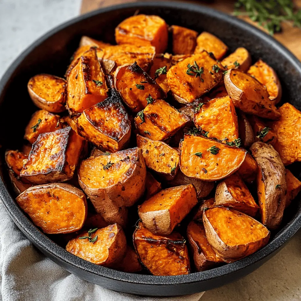Roasted sweet potatoes are everyone's favorite side dish! These perfectly caramelized, tender bites are seasoned with just the right amount of spices to enhance their natural sweetness. Easy to make and packed with nutrients, they're perfect for family dinners, potlucks, or meal prep. Save this recipe for a deliciously healthy addition to your table any day of the week!