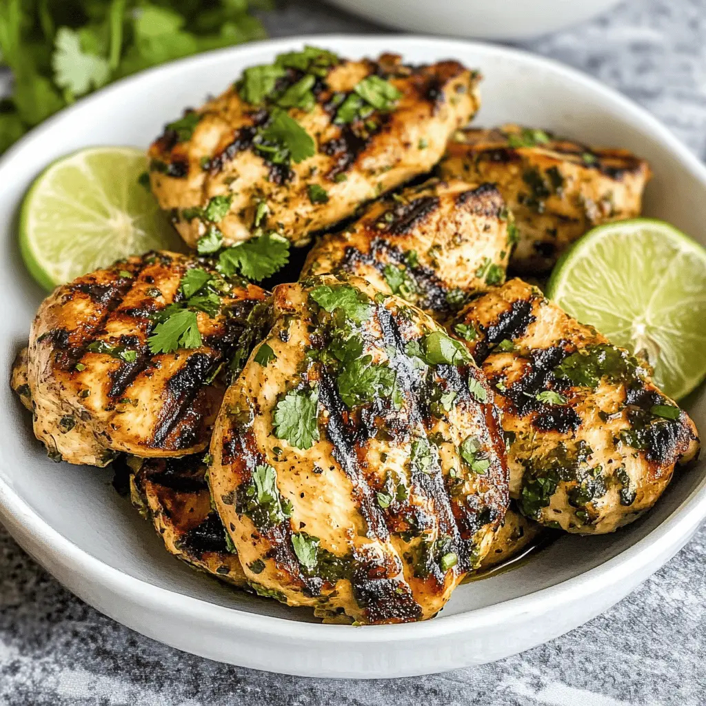 Juicy cilantro lime chicken that's perfect for summer BBQs or a weeknight dinner! This easy recipe features tender chicken marinated in zesty lime juice and fresh cilantro, creating a refreshing and flavorful dish. Serve it with rice, in tacos, or on a salad. Save this crowd-pleaser for your next meal prep or family gathering!