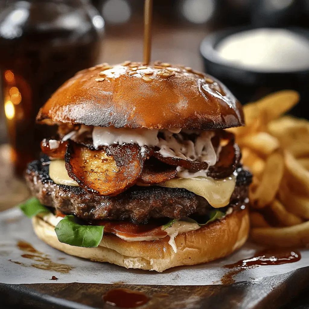Get ready to enjoy a mouthwatering Irish Pub Burger! This hearty burger is packed with flavorful beef, topped with crispy bacon, aged cheddar, and a zesty pub sauce that brings it all together. Perfect for game day or a weekend barbecue, this easy recipe will impress your family and friends. Save it for a delicious twist at your next cookout!
