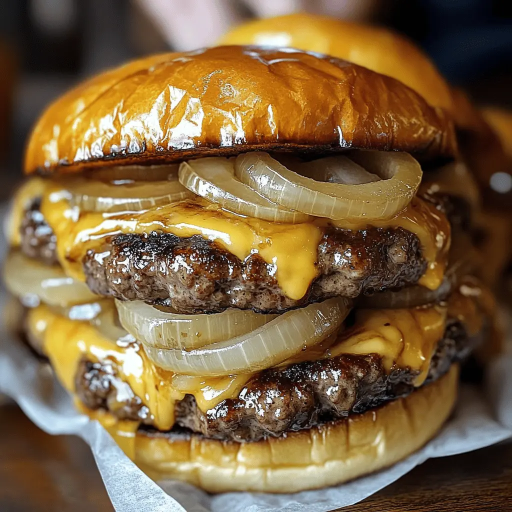 These French Onion Burgers are a complete treat for your taste buds! Juicy beef patties are topped with caramelized onions and melted cheese, creating a savory masterpiece that's perfect for grilling season. Ideal for backyard barbecues or a cozy dinner at home, don't forget to save this recipe for your next meal!
