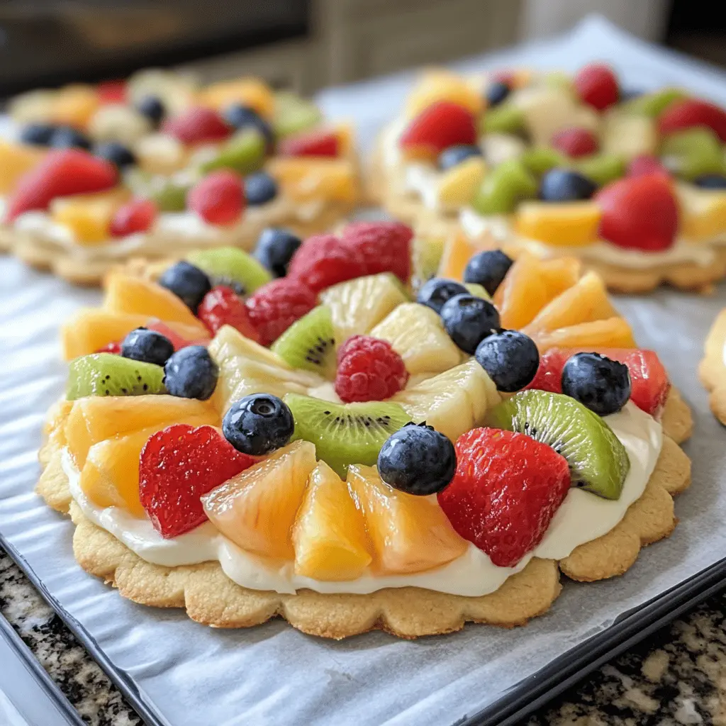 Kick off your dessert game with these delightful Fruit Pizza Cookies! Soft, chewy cookies topped with a sweet cream cheese frosting and a rainbow of fresh fruit create the perfect treat. Ideal for summer gatherings, birthday parties, or just because! Save this recipe now to impress your friends and family with a colorful and tasty dessert!
