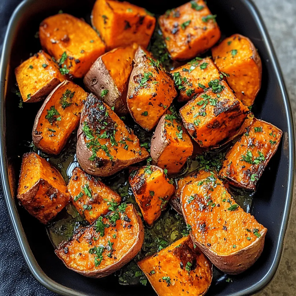 Get ready to enjoy a mouthwatering side dish with these Garlic Butter Roasted Sweet Potatoes! The sweet and savory combination of garlic and butter brings out the rich flavors of tender sweet potatoes. Perfect for family dinners, holiday gatherings, or cozy nights in. Save this recipe to bring warmth and deliciousness to your table!