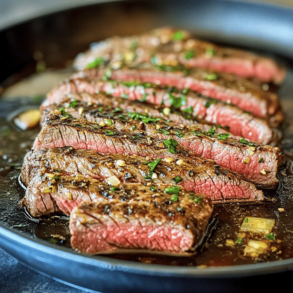 Satisfy your dinner cravings with this Garlic Butter Skillet Flank Steak recipe! Tender, juicy steak seared to perfection and glazed with rich garlic butter is sure to impress. Perfect for family gatherings or date night, this easy oven recipe brings restaurant-quality flavors right to your kitchen. Save this pin for your next special occasion!