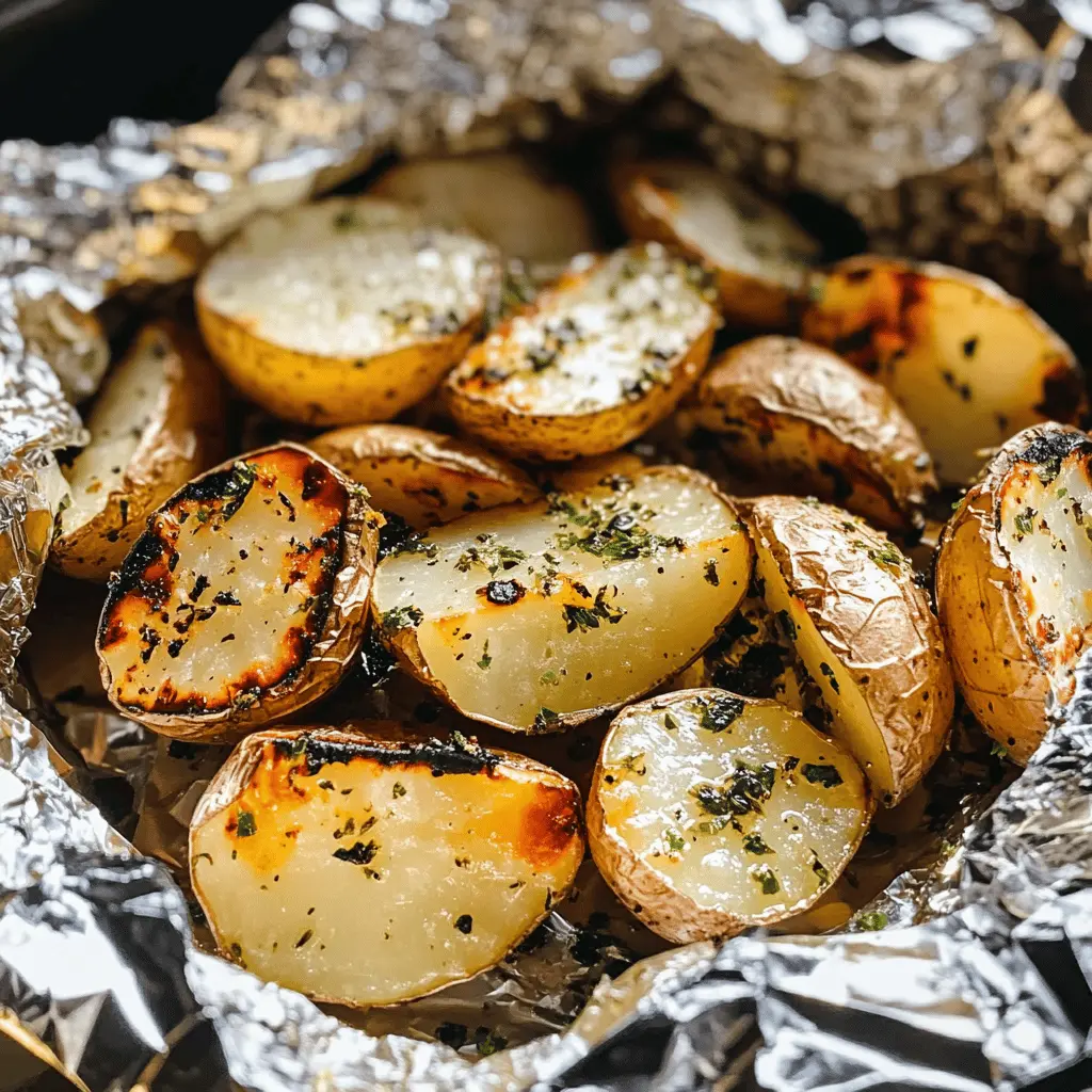 These Garlic Herb Grilled Potatoes in Foil are the perfect side dish for any outdoor gathering! With a blend of garlic, fresh herbs, and perfectly tender potatoes, they are packed with flavor and super easy to make. Great for picnics, barbecues, or just a fun family dinner! Save this recipe now for your next cookout!