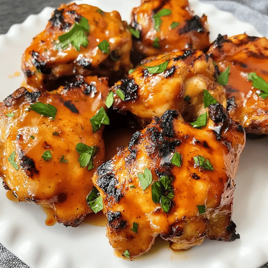 Juicy and tender Grilled Honey Buffalo Chicken Thighs are the perfect blend of sweet and spicy! These hearty thighs are marinated in a delicious honey buffalo sauce that caramelizes beautifully on the grill, making them a must-try for your next BBQ or weeknight dinner. Save this recipe to impress your family and friends at your next gathering!