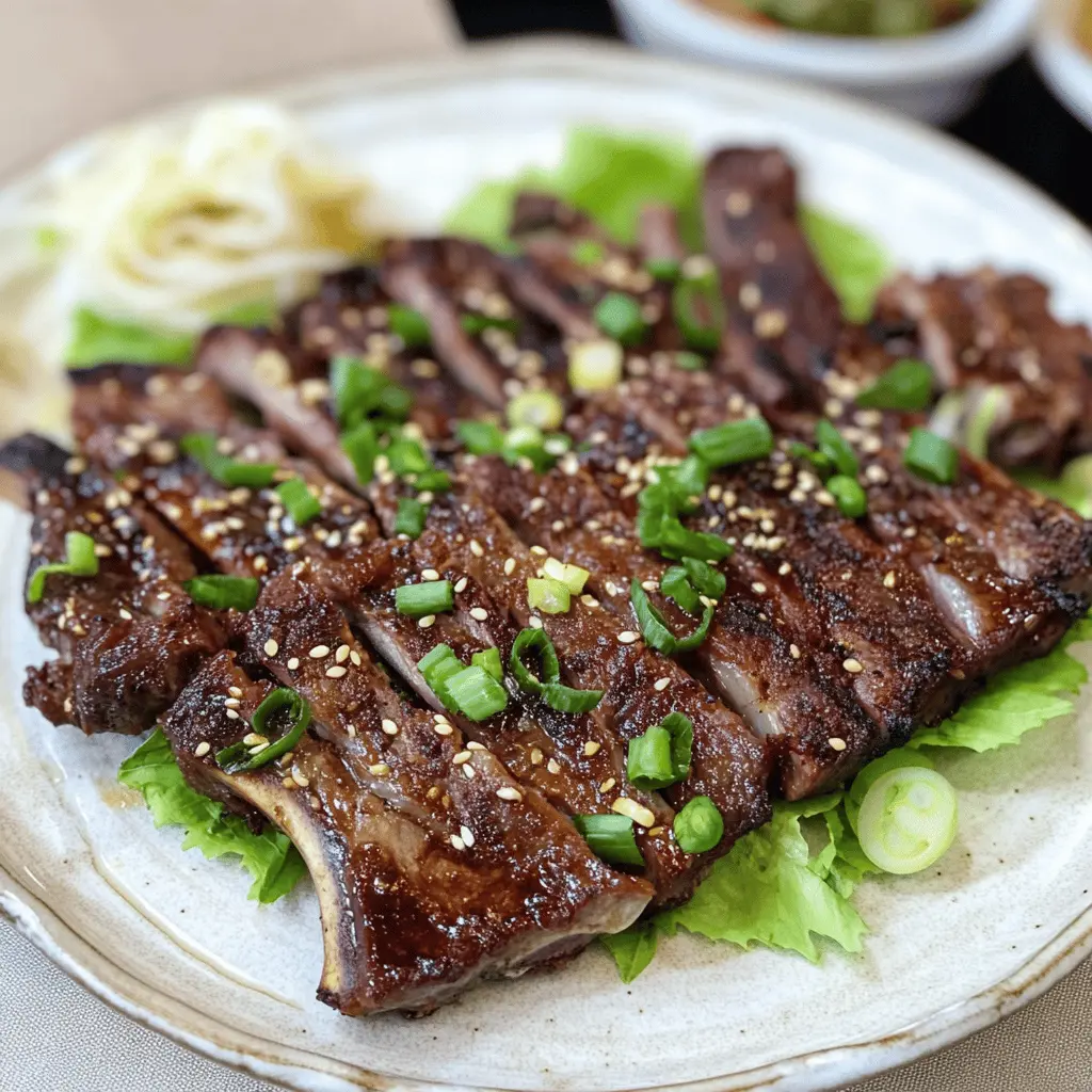 Get ready to impress with these mouthwatering Grilled Korean Short Ribs! Infused with a savory marinade of soy sauce, garlic, and sesame, each bite offers a delicious blend of flavors. Perfect for summer BBQs or family gatherings, these tender ribs are sure to be a hit. Save this recipe for your next cookout!