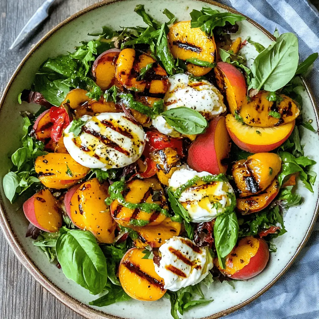 Enjoy the perfect blend of sweet and savory with this Grilled Peach and Burrata Salad! Juicy, caramelized peaches paired with creamy burrata bring a delightful contrast to your plate. Toss in fresh greens and a drizzle of balsamic glaze for extra flavor. Save this recipe for your next summer gathering or a cozy dinner at home!