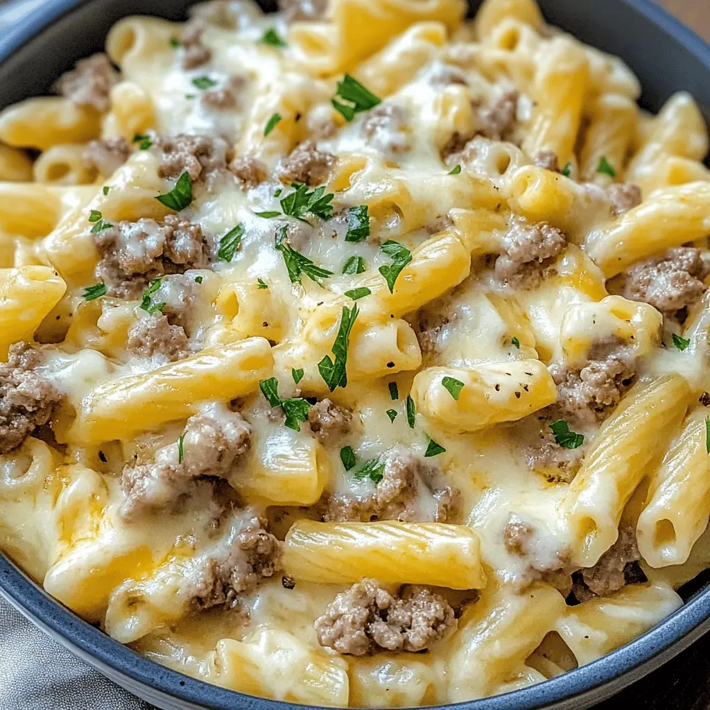 Get ready for a comforting twist on classic pasta with this Loaded Cheeseburger Alfredo Pasta! Featuring creamy Alfredo sauce, ground beef, and tons of cheesy goodness, this dish is sure to satisfy your cravings. Perfect for family dinners or casual gatherings. Don't forget to save this recipe for your next weeknight meal!