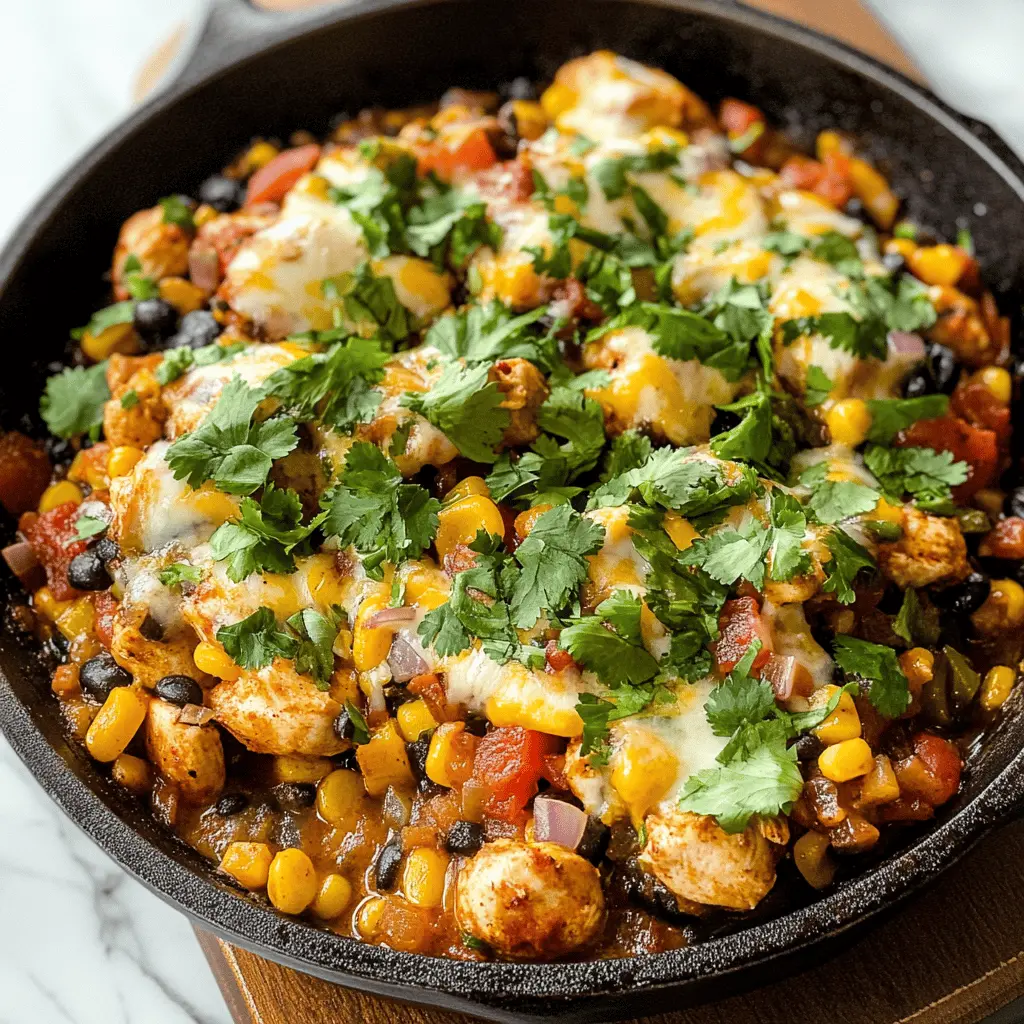 Bring a taste of the Southwest to your dinner table with this Santa Fe Chicken Skillet! Packed with juicy chicken, vibrant bell peppers, and zesty seasonings, this hearty one-pan meal makes weeknight cooking a breeze. Ready in just 30 minutes, it's perfect for busy nights. Save this recipe now and impress your family with bold flavors any day of the week!