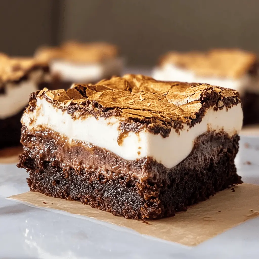 These S'mores Brownies with Vanilla Bean Marshmallow are the perfect indulgence! Rich chocolate brownies topped with creamy vanilla bean marshmallow and crunchy graham cracker crumbs create a delightful combination of flavors. Perfect for gatherings, these treats will have everyone reaching for seconds! Save this recipe to enjoy delicious s'mores bliss anytime you need a sweet fix!
