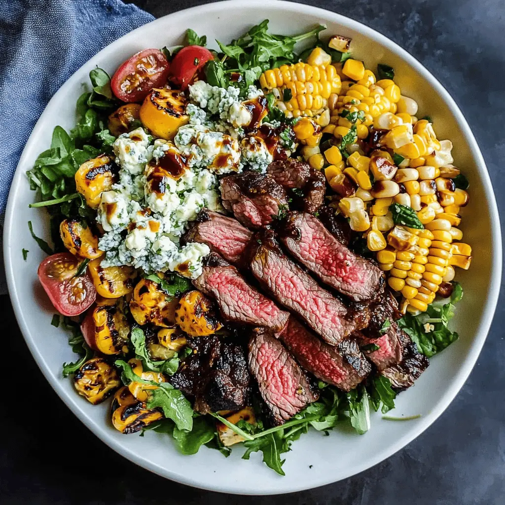 Easy Balsamic Steak Salad with Grilled Corn and Gorgonzola