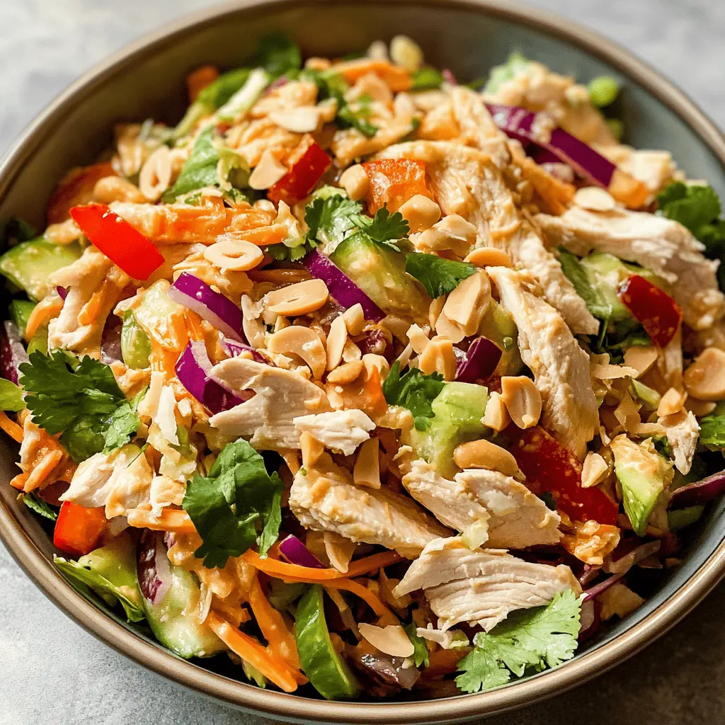 Easy Thai Chicken Salad with Creamy Peanut Dressing