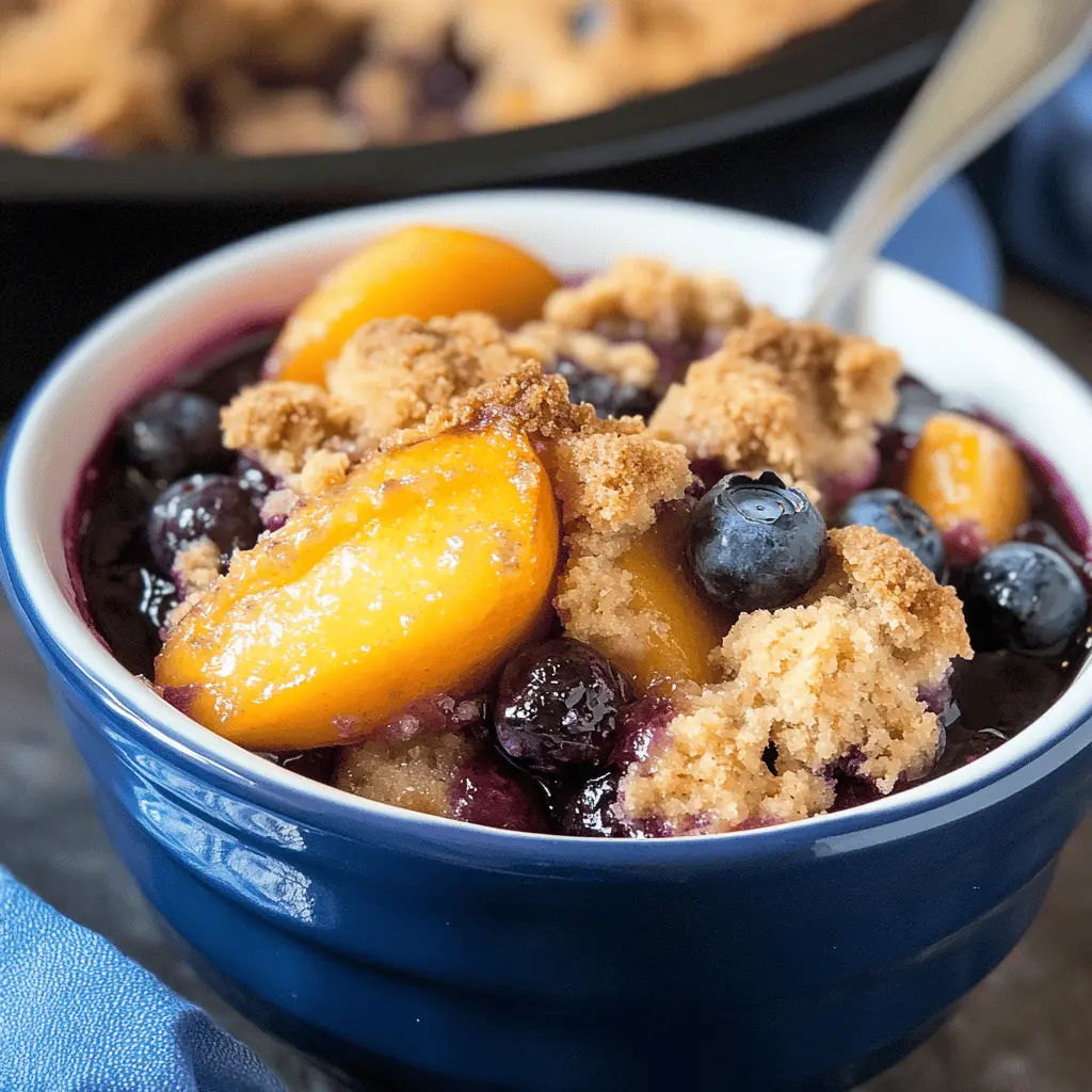 Easy Crockpot Blueberry Peach Cobbler Recipe