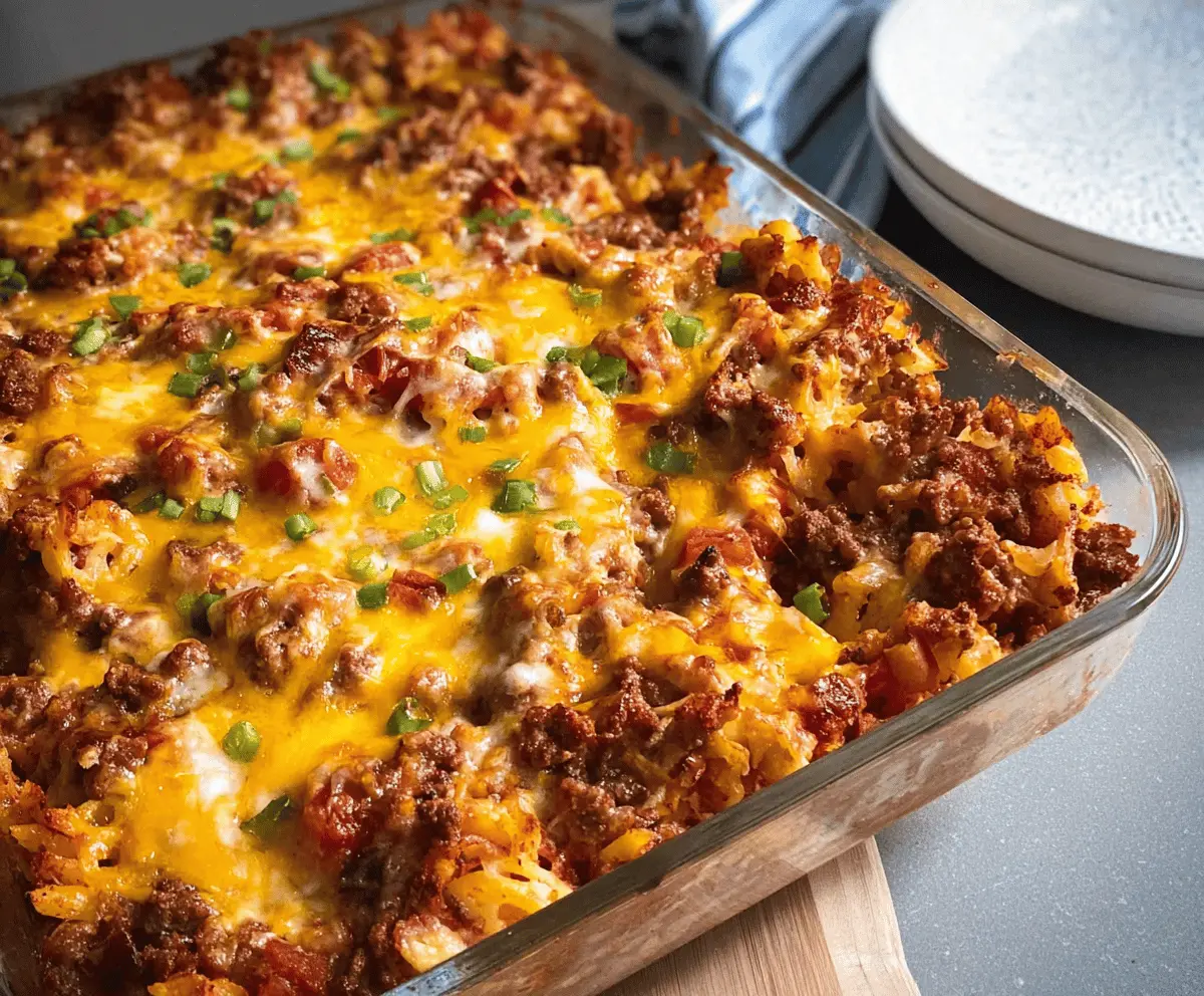 Easy Cheesy Hamburger Casserole Recipe