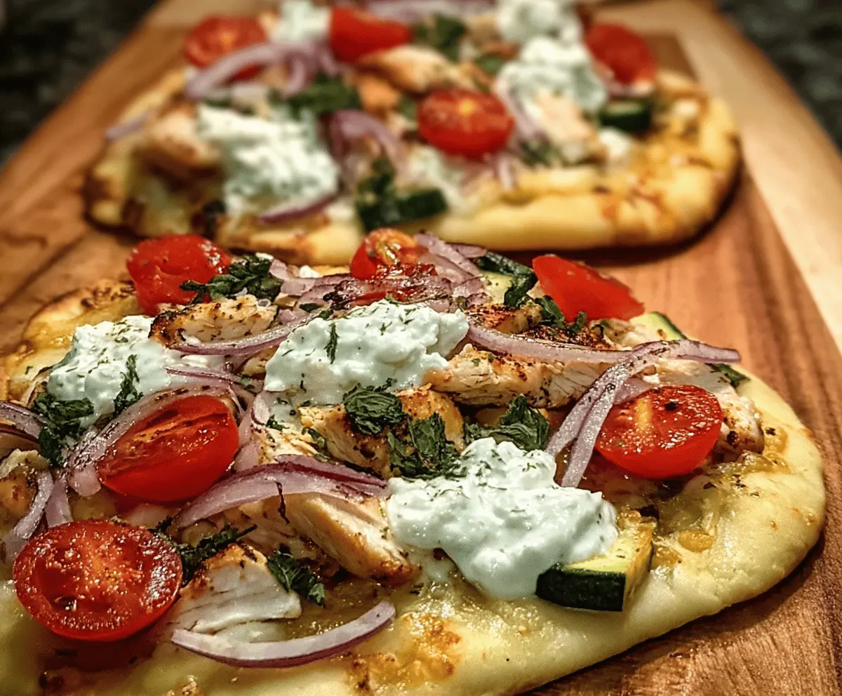 Easy Tzatziki Chicken and Veggie Naan Pizza