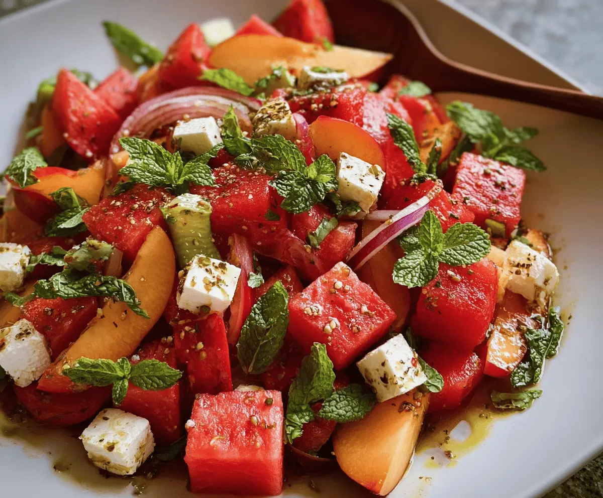 Easy Peach Watermelon Salad Recipe