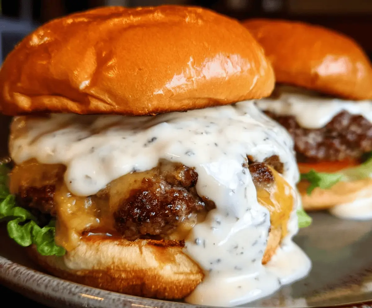 Garlic Burgers with Creamy Garlic Sauce