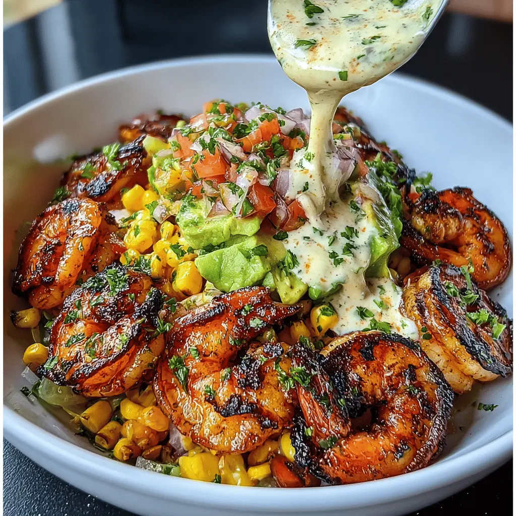 Healthy Grilled Shrimp Bowl With Creamy Garlic Sauce