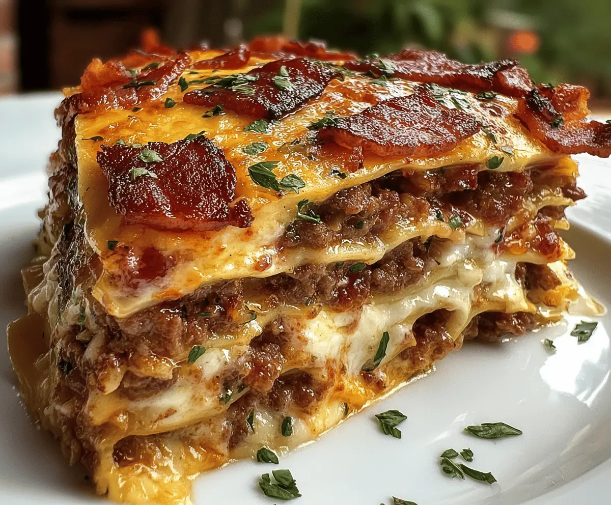 Cheesy Parmesan Garlic Bacon Cheeseburger Lasagna