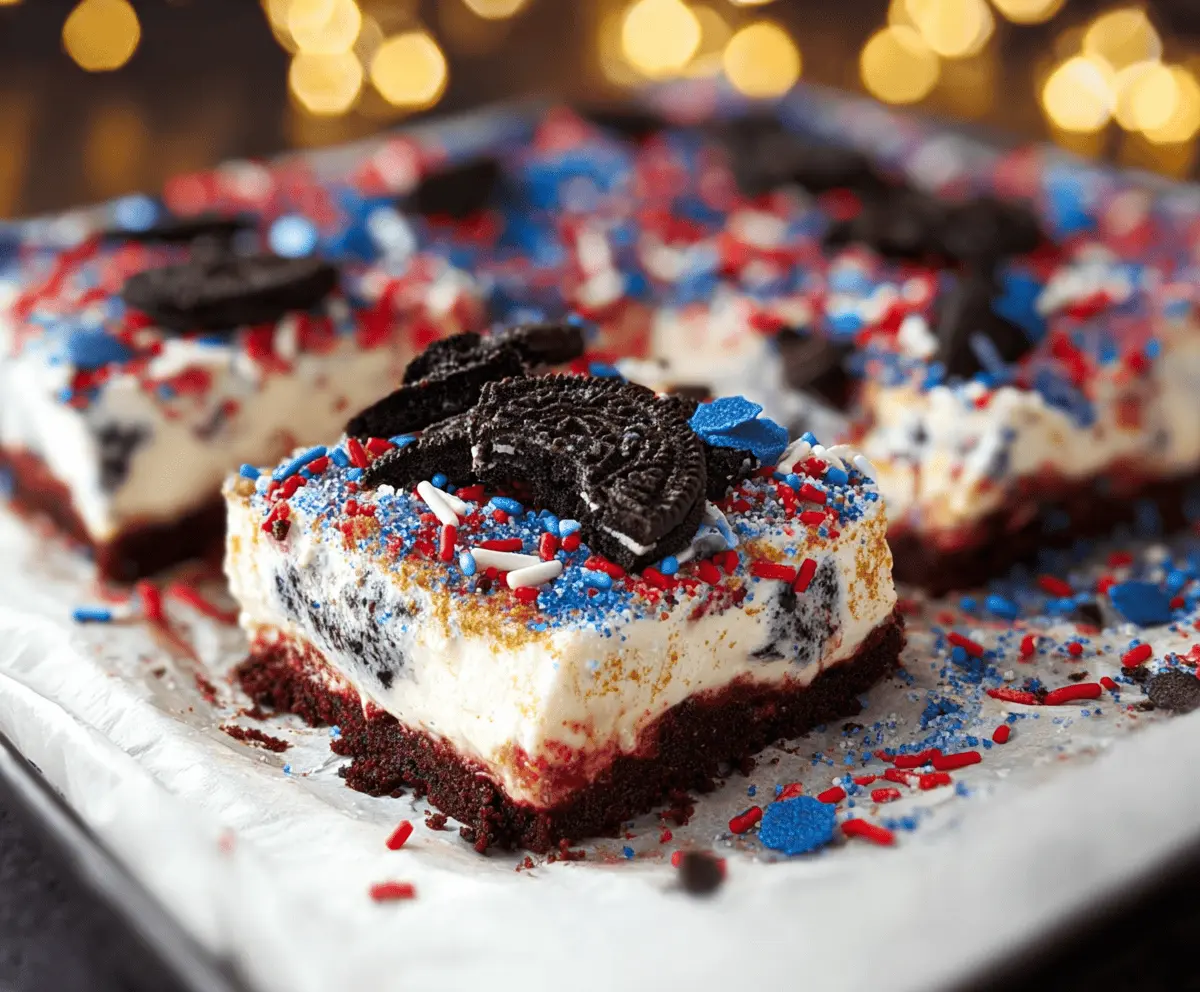 No Bake Fireworks Oreo Cheesecake Bars Recipe