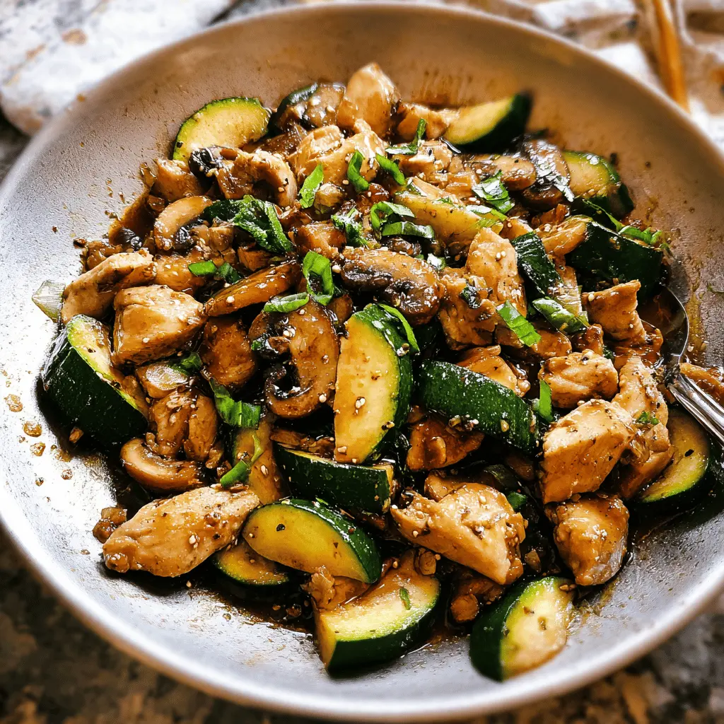 Healthy Zucchini Mushroom Chicken Stir Fry Recipe