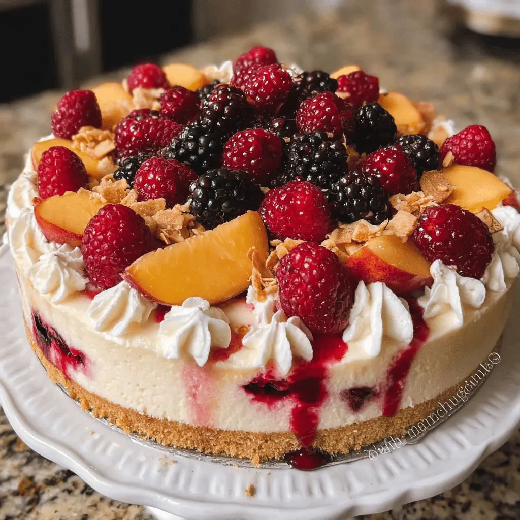 Summer Berry and Peach Cheesecake Recipe