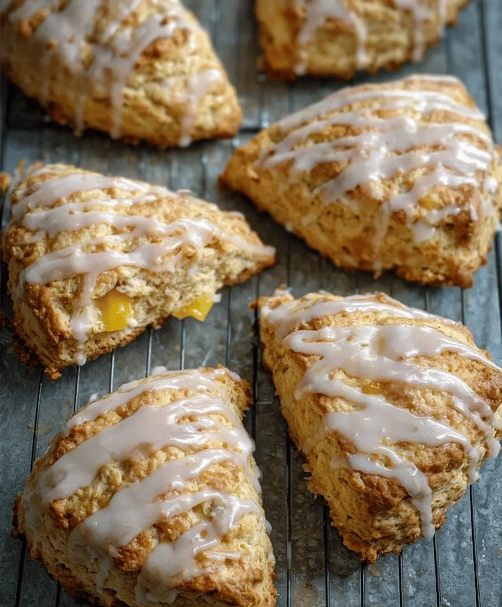 Easy Peach Pie Scones with Vanilla Glaze