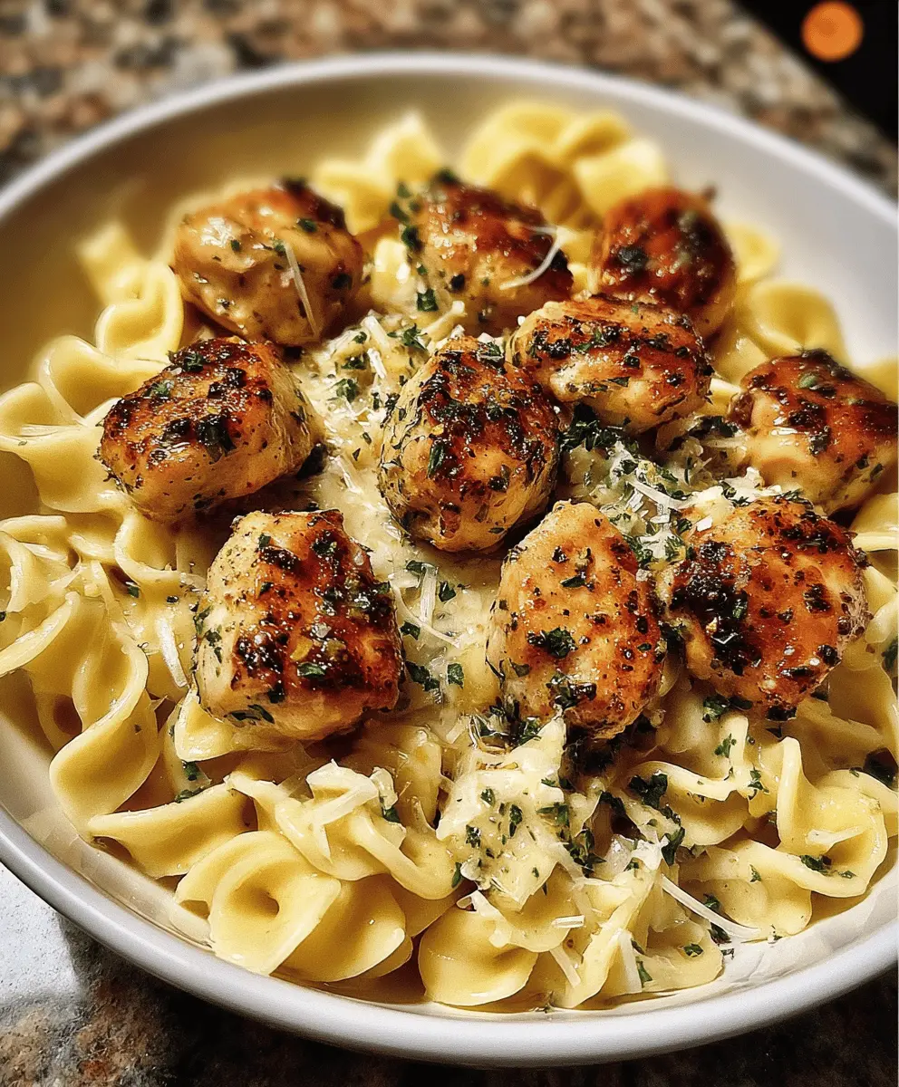 Garlic Butter Chicken Bites with Creamy Parmesan Pasta