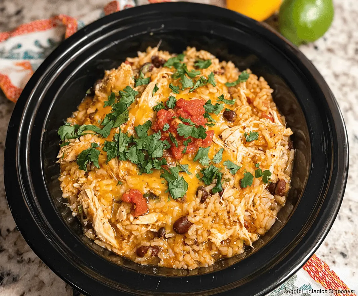 Easy Southwest Chicken and Rice Crock Pot Recipe