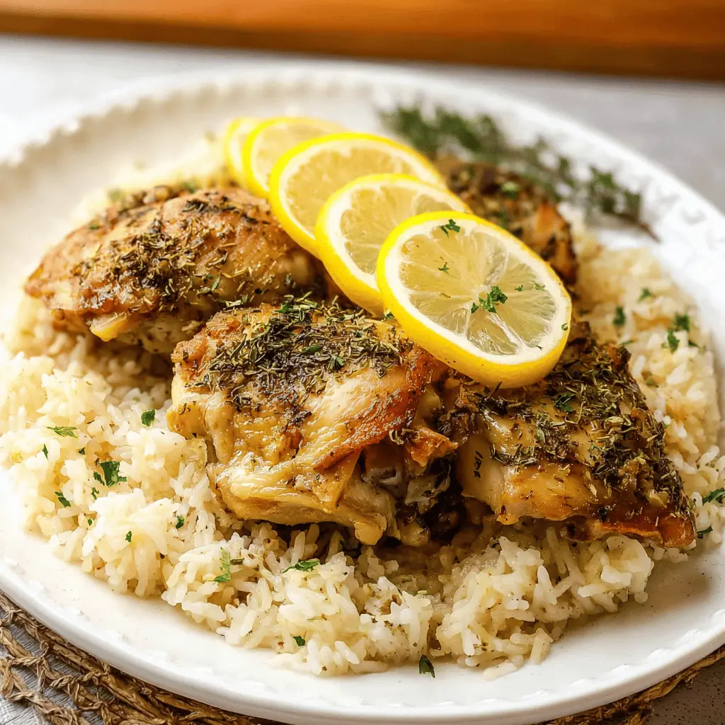 Easy Slow Cooker Lemon Herb Chicken and Rice
