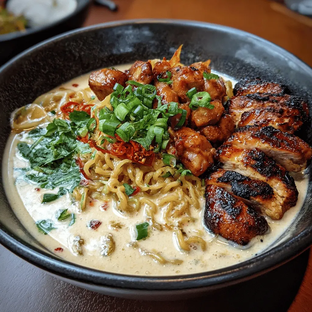 Spicy Chicken Ramen with Creamy Garlic Sauce