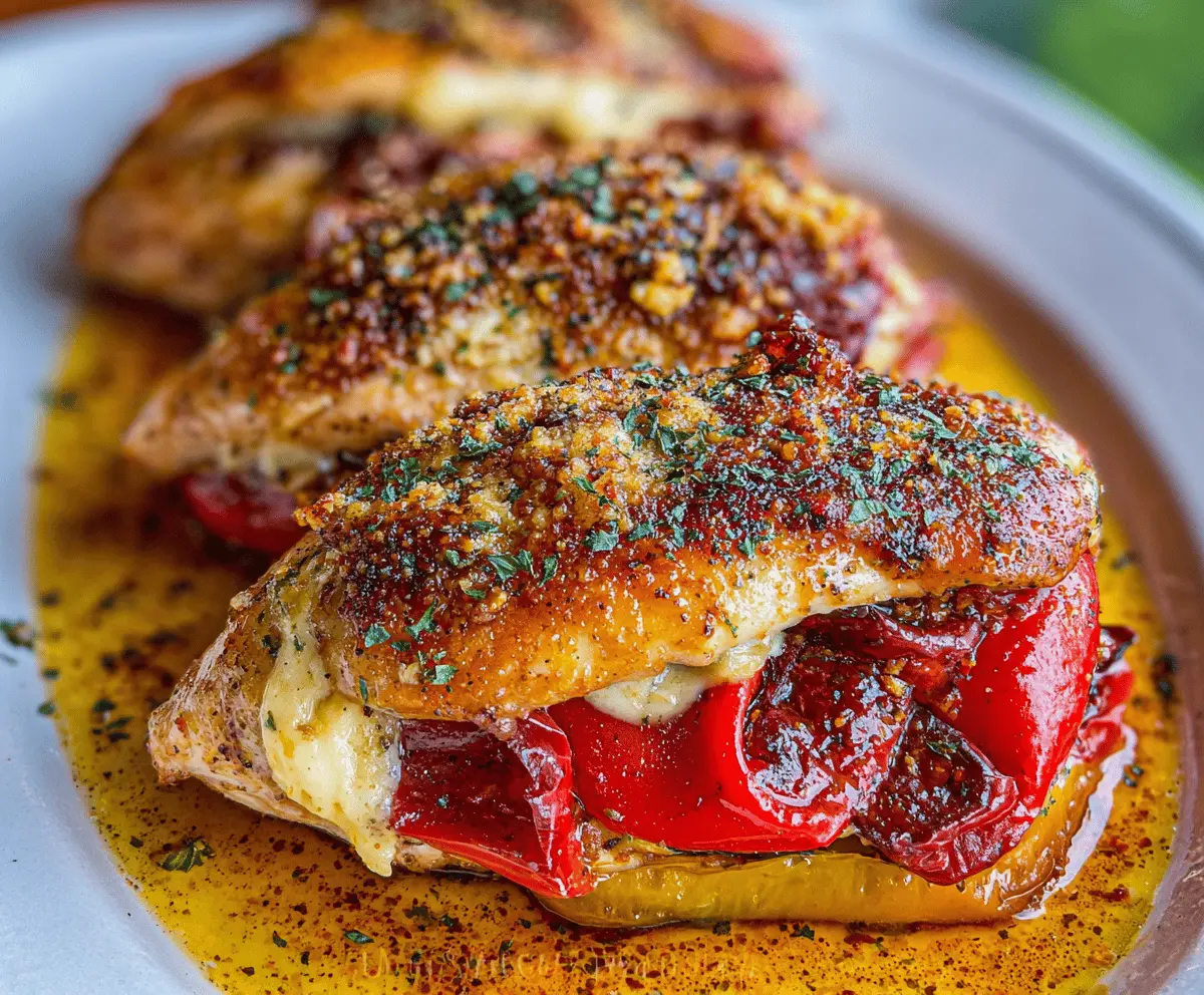 Easy Stuffed Chicken Breast with Roasted Peppers