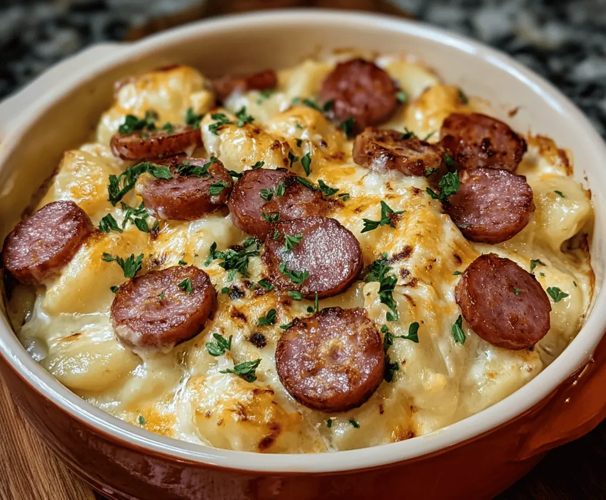 Easy Crockpot Pierogi Casserole with Kielbasa